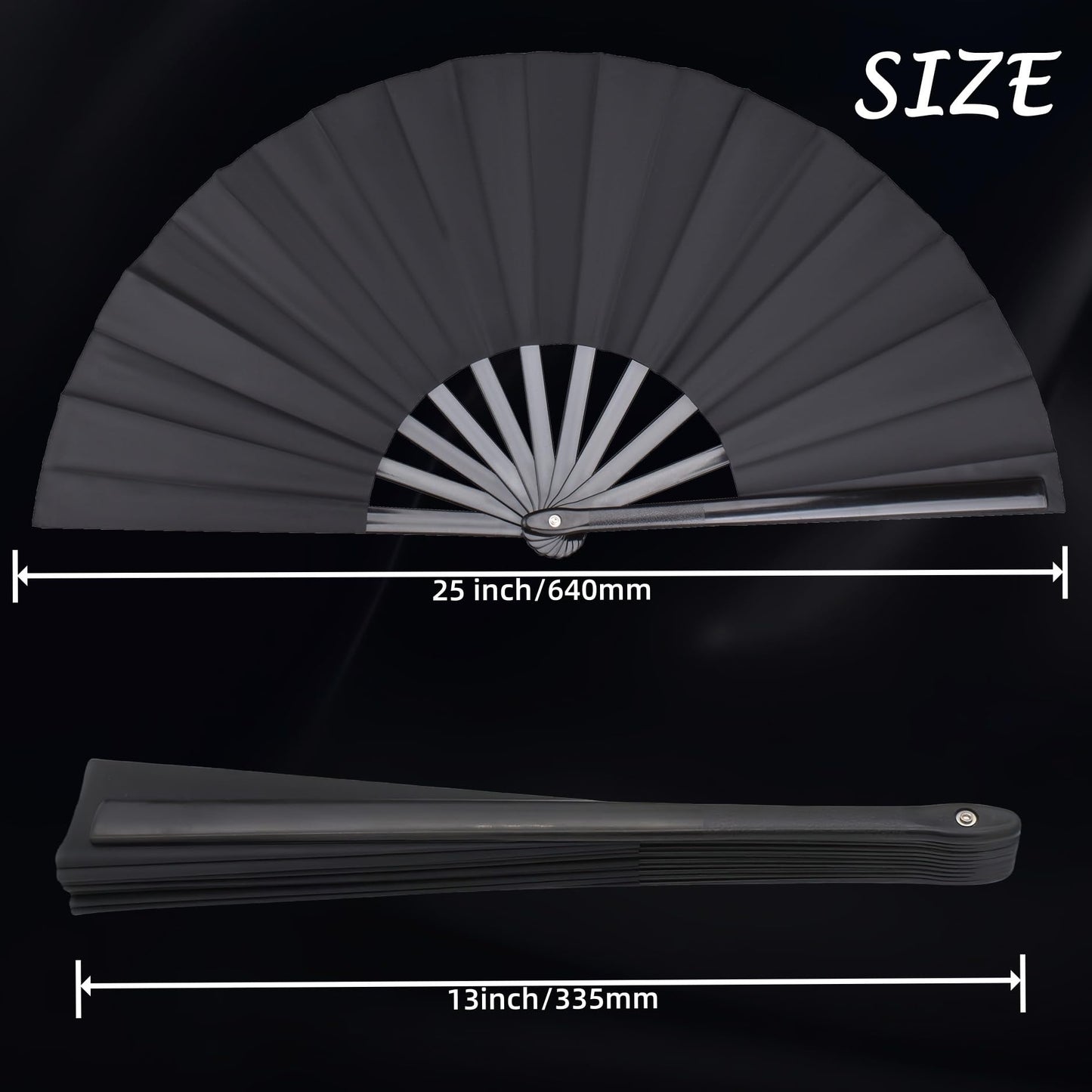 Fans 2 Pack Large Folding Hand fans black 2p
