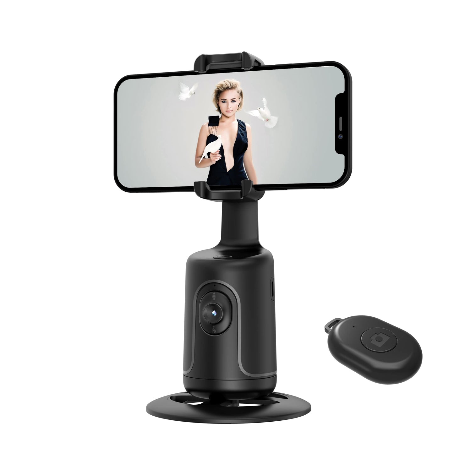Auto Face Tracking Tripod, 360° Rotation Body Phone Camera Mount Smart Shooting Holder with Remote Selfie Stick, No App, Gesture Control, for Vlog, Tiktok
