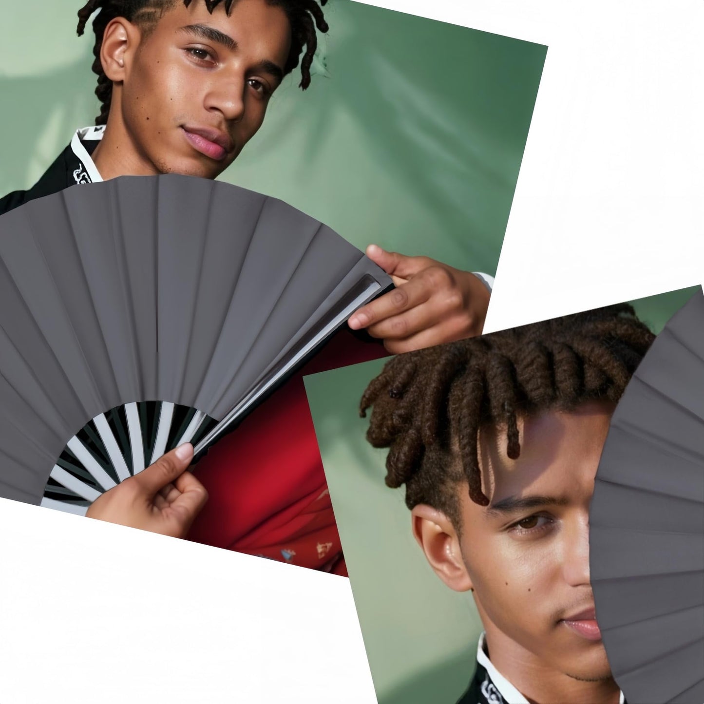Fans 2 Pack Large Folding Hand fans black 2p