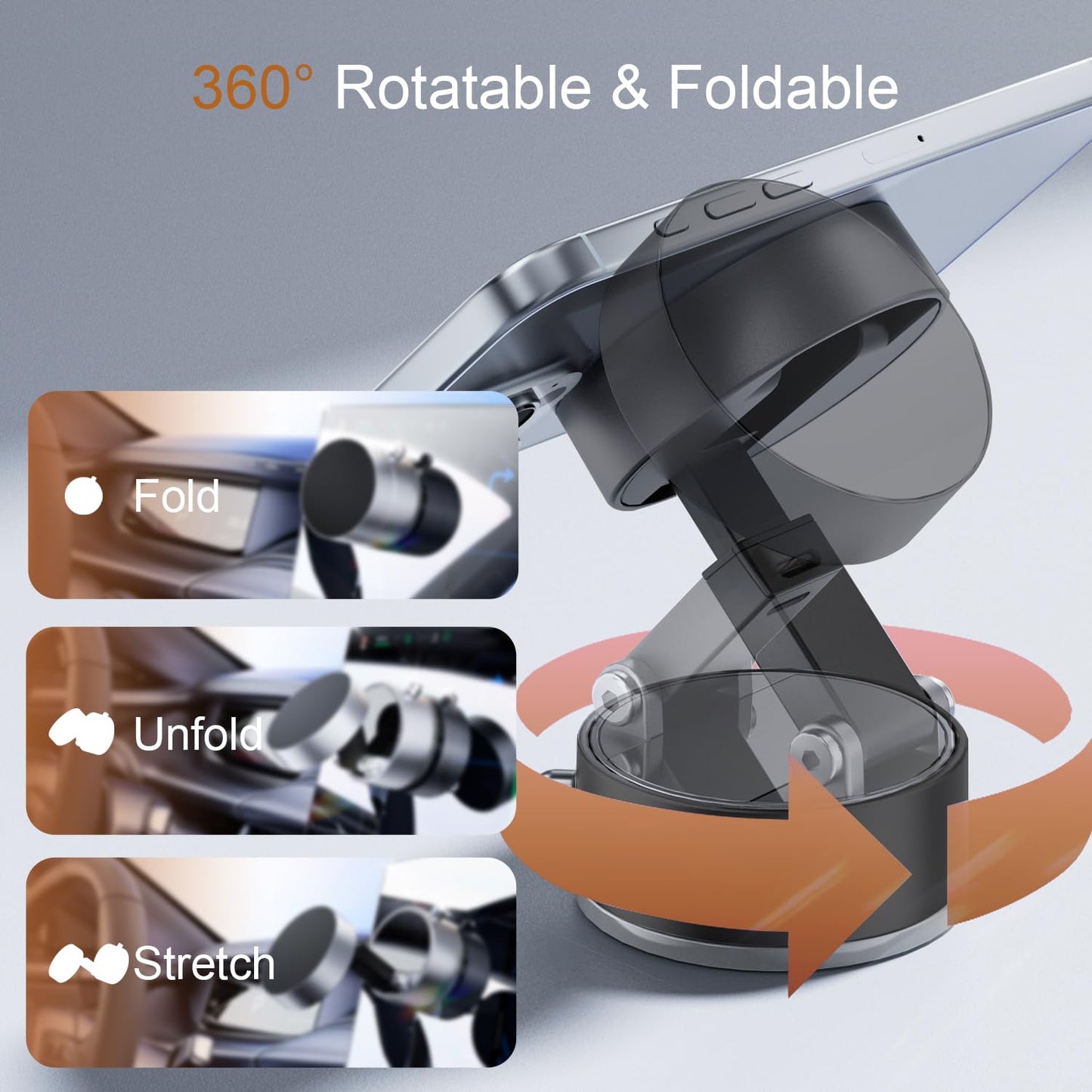 Upgraded 360° Rotatable Vacuum Magnetic Phone Holder