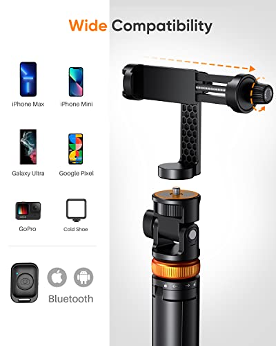 Viral 62" Phone Tripod, Tripod for iPhone & Selfie Stick Tripod with Remote, Upgraded iPhone Tripod Stand & Travel Tripod, Solidest Cell Phone Tripod Compatible with iPhone 15/14/13/Android