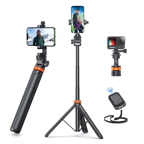 Viral 62" Phone Tripod, Tripod for iPhone & Selfie Stick Tripod with Remote, Upgraded iPhone Tripod Stand & Travel Tripod, Solidest Cell Phone Tripod Compatible with iPhone 15/14/13/Android