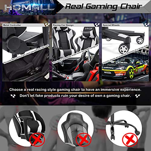 Gaming Chair, Office Chair High Back Computer Chair Leather Desk Chair Racing Executive Ergonomic Adjustable Swivel Task Chair with Headrest and Lumbar Support
