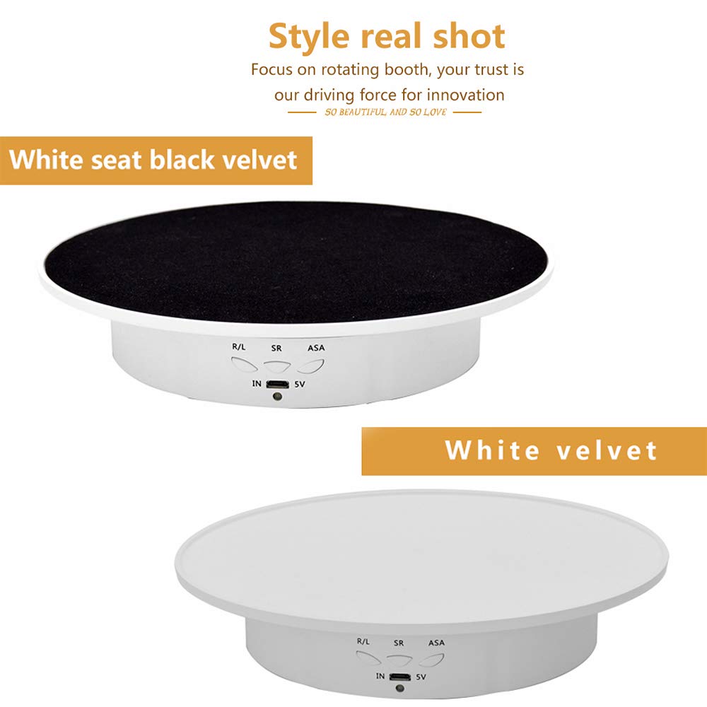360-Degree Electric Rotating Turntable, (Black, 7.8 inches/Load 17 LB/Velvet top) Rechargeable Low Noise Adjustable Smooth Rotation Non-Slip Display Stand for Photographic Products