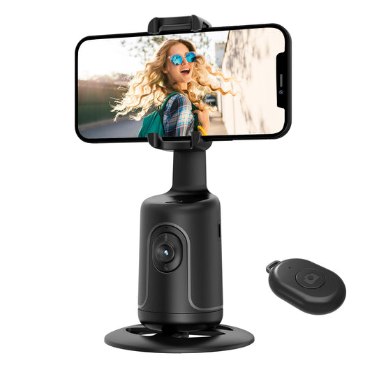 Auto Face Tracking Tripod, 360° Rotation Body Phone Camera Mount Smart Shooting Holder with Remote Selfie Stick, No App, Gesture Control, for Vlog, Tiktok