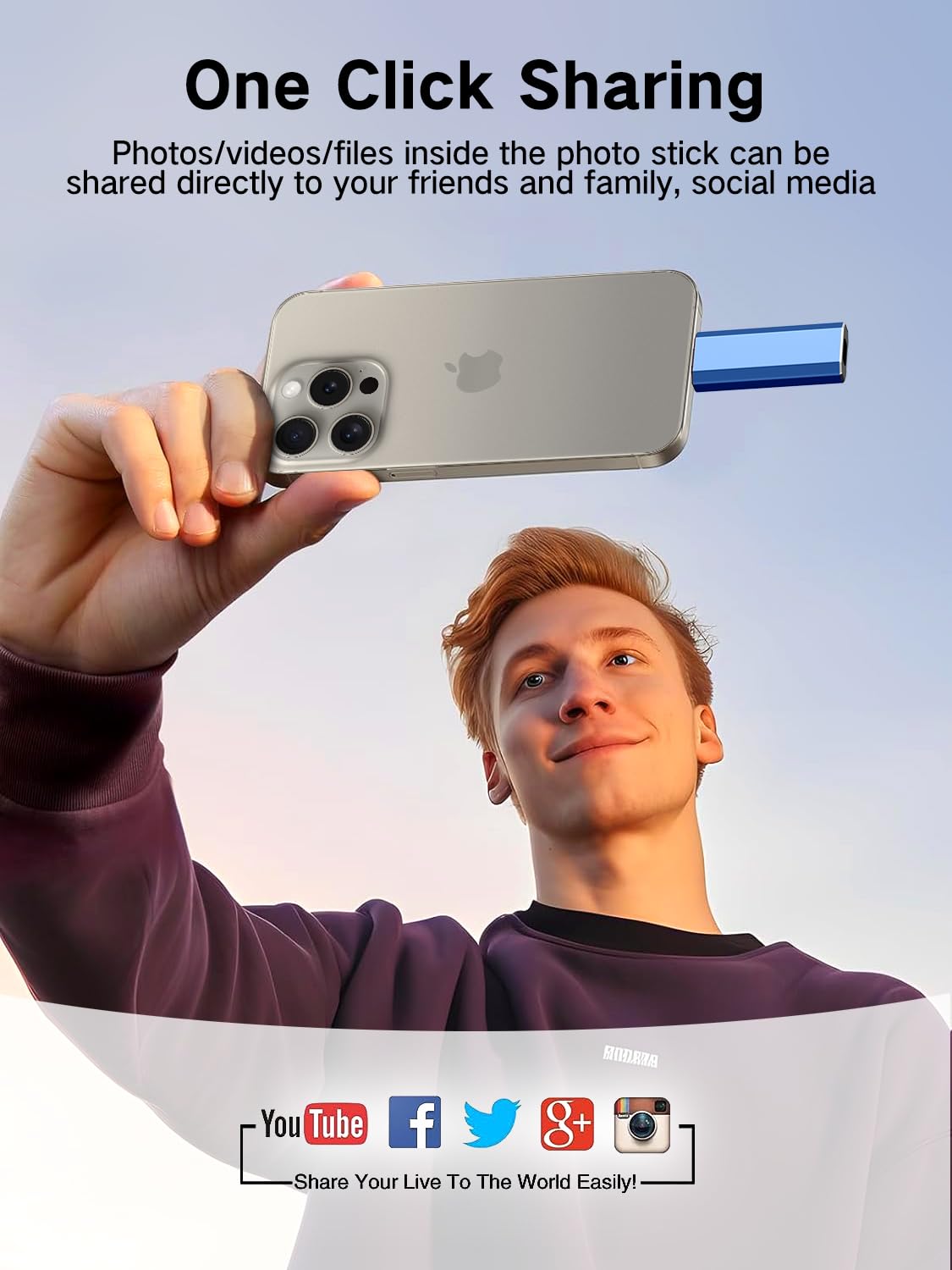 EATOP 512GB Flash Drive for iPhone and Androids, Plug and Play, No Application Required (Blue)