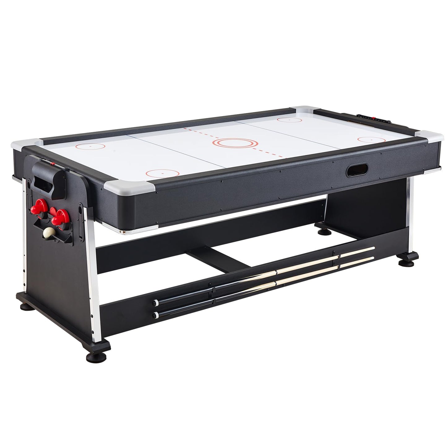 3-in-1 Rotating Swivel Multi Game Table with Air Hockey, Billiards/Pool, and Table Tennis, 88" Hockey Table for Game Room