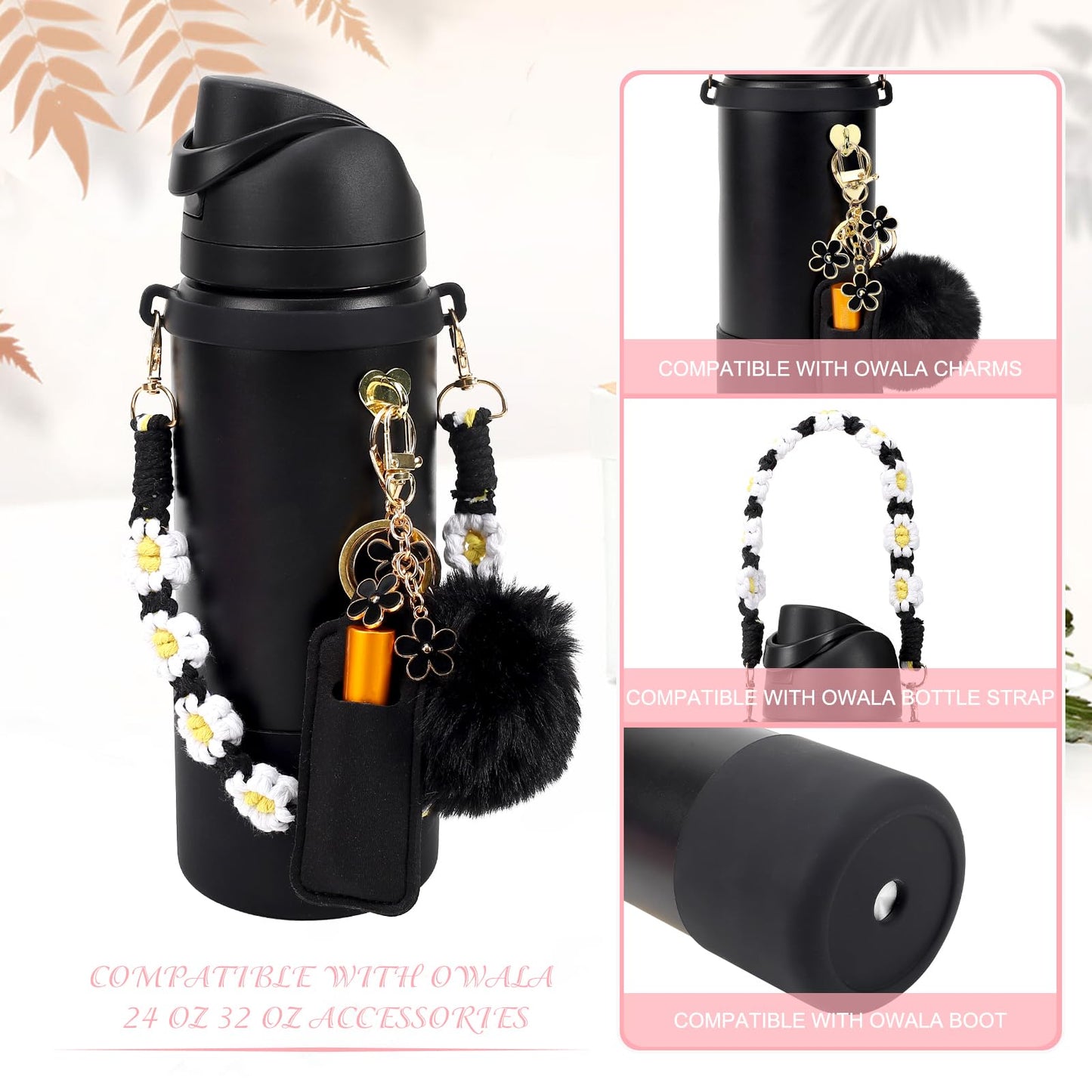 Accessories Bundle: Silicone Boot for 24oz & 32oz Bottles, Charms, Handle, Strap, Rubber Bottoms, and Decorative Add-ons