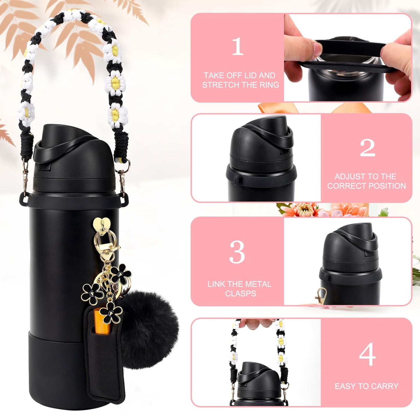 Accessories Bundle: Silicone Boot for 24oz & 32oz Bottles, Charms, Handle, Strap, Rubber Bottoms, and Decorative Add-ons