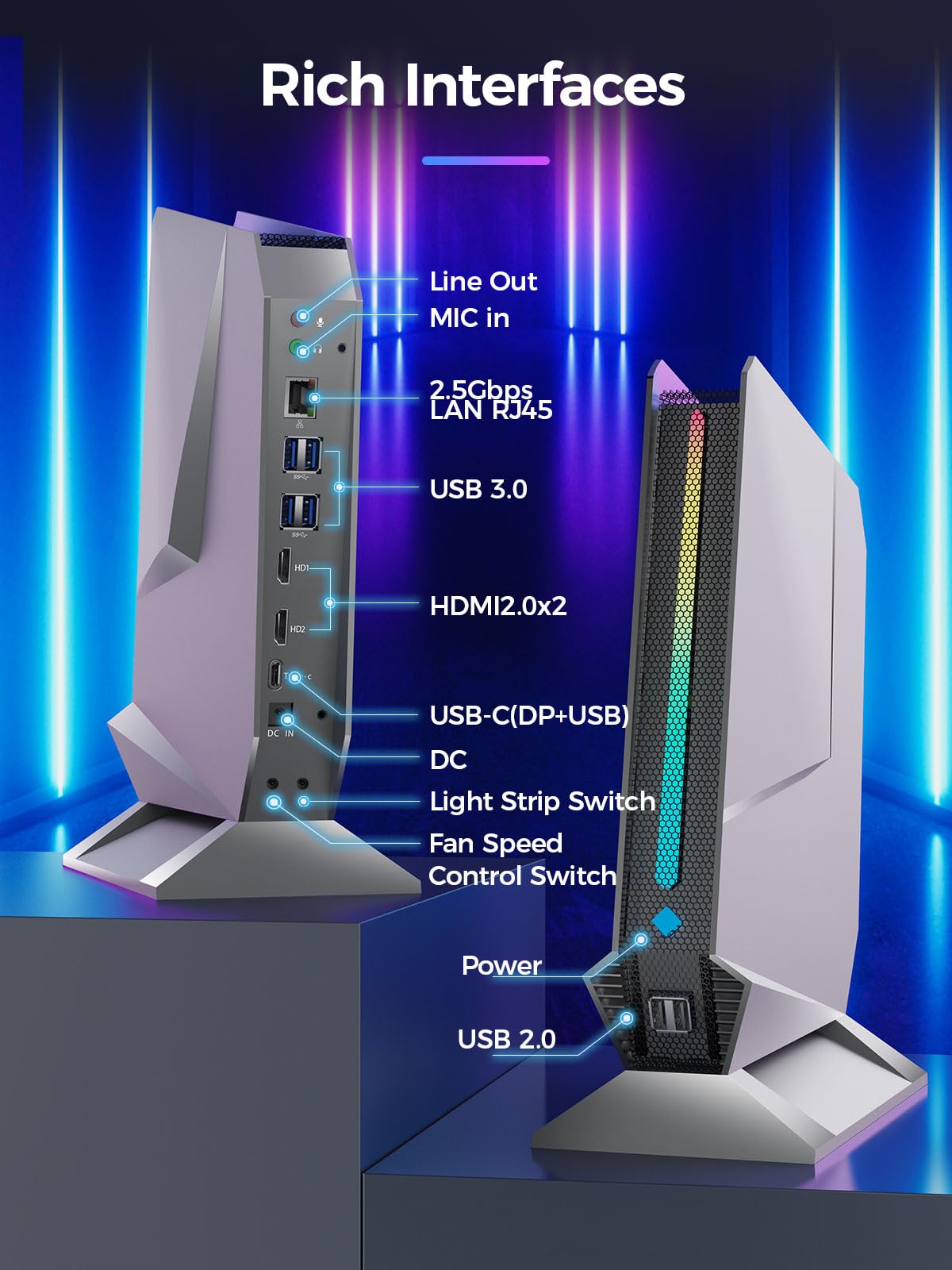 TOPGRO T1-Pro Mini Gaming PC Core i9-13900H/RTX4060 8G GDDR6,Mini Gaming Computer 32GB RAM DDR5-5200,1TB PCIe4.0 SSD,Adjustable RGB Light,WiFi6E/BT5.3/2.5G LAN/USB-C 4K@60Hz Win11 Pro Mini Desktop PC