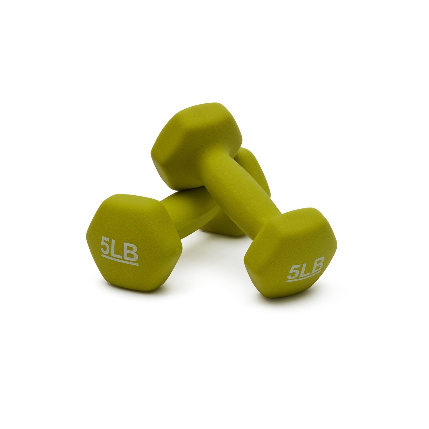 Amazon Basics Neoprene Coated Dumbbell Hand Weight Set, 5-Pound, Set of 2, 10 Pounds, 2.27 Kilograms, Green