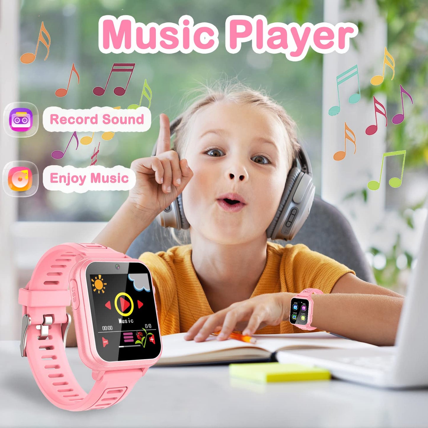 Kids Game Smart Watch Gift for Girls Age 6-12, 24 Puzzle Games HD Touch Screen Kids Watches with Video Camera Music Player Pedometer Flashlight 12/24hr Toys for 7 8 9 10 11 12 Year Old Girls