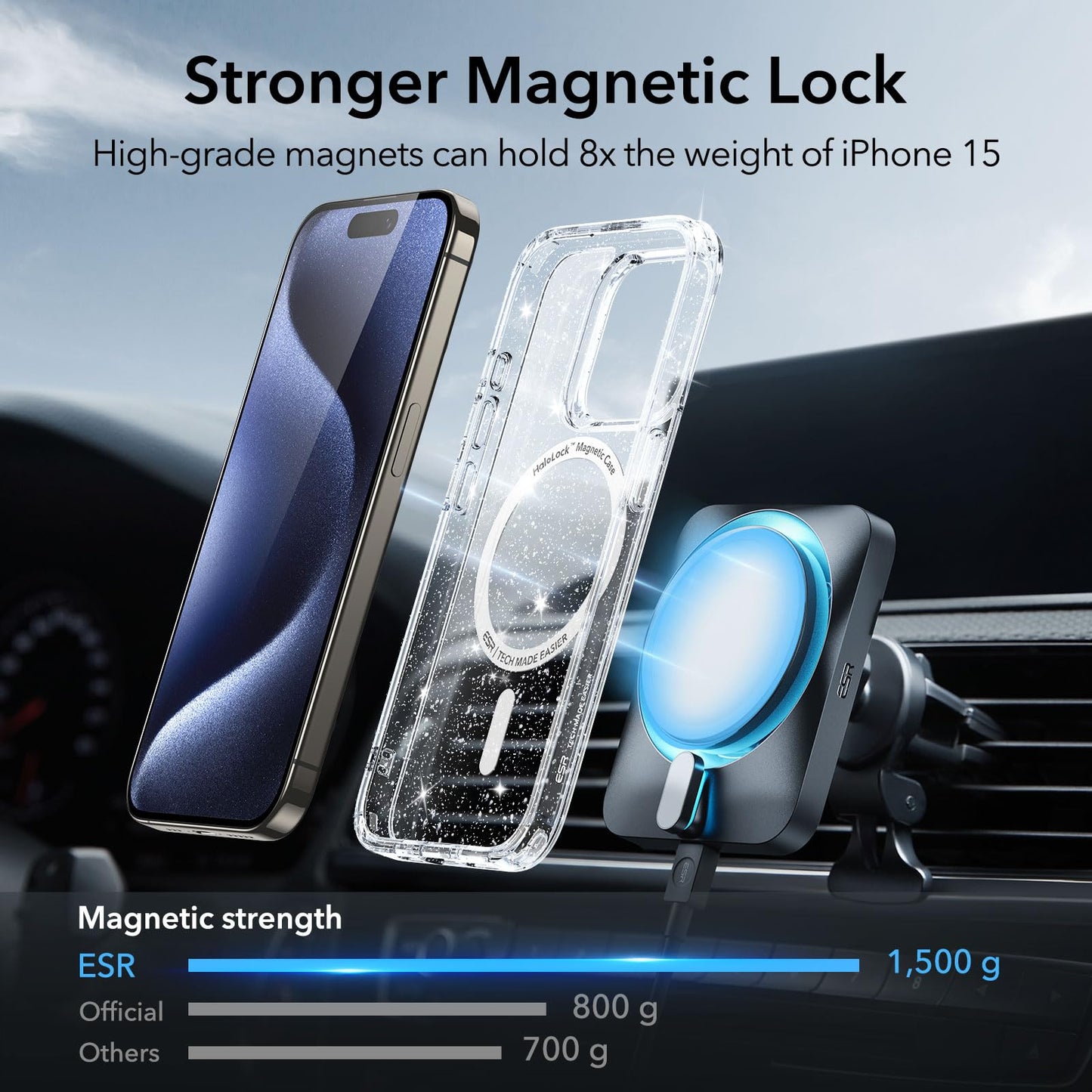 iPhone 15 Pro Max Clear Shimmer Protection Case