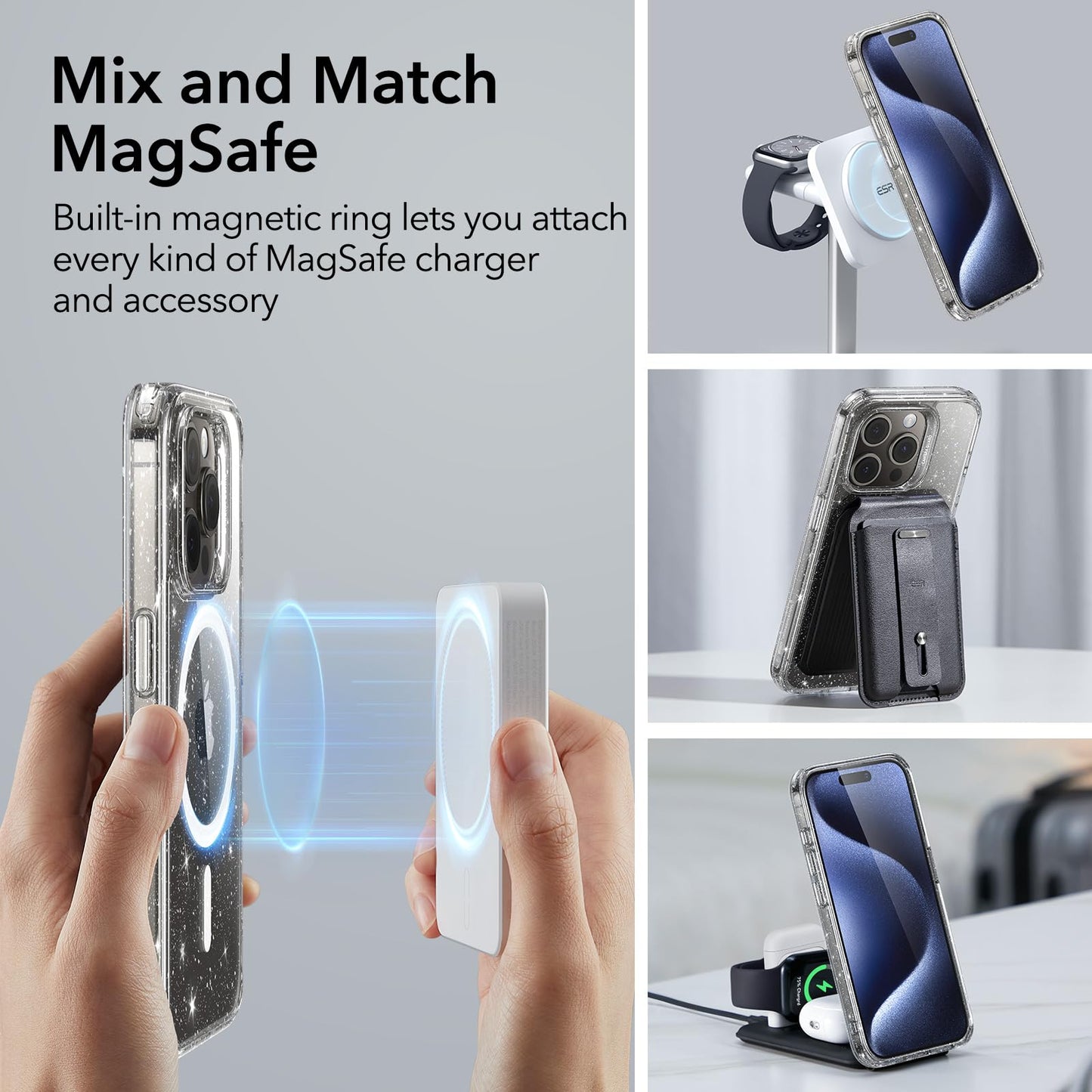 iPhone 15 Pro Max Clear Shimmer Protection Case