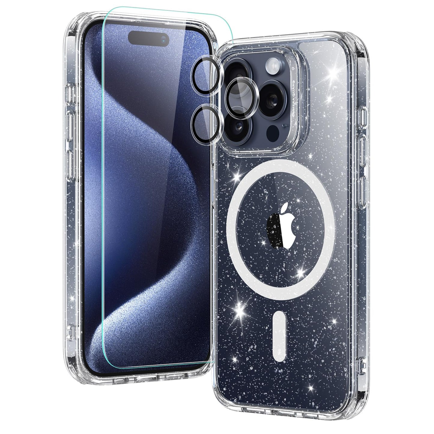 iPhone 15 Pro Max Clear Shimmer Protection Case