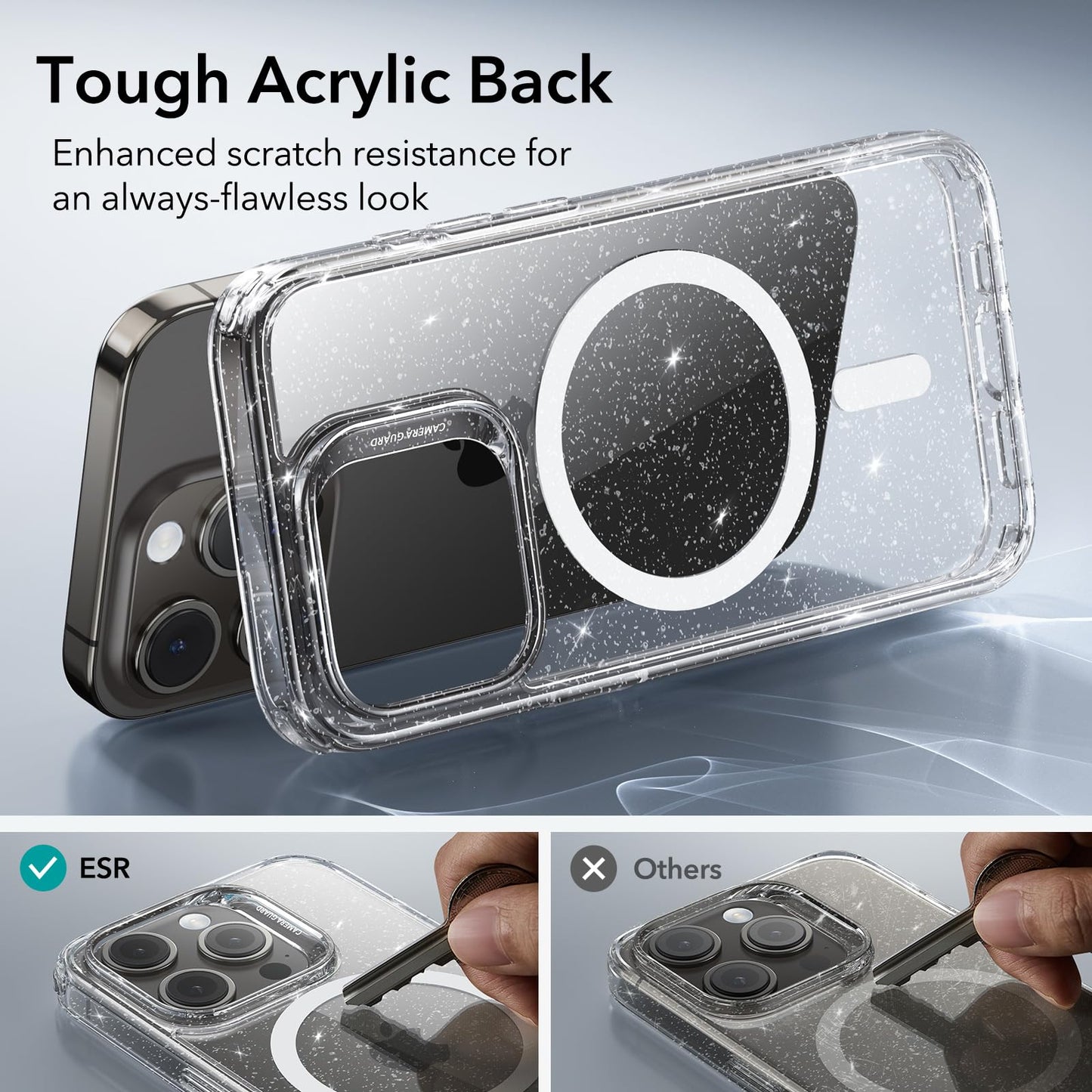 iPhone 15 Pro Max Clear Shimmer Protection Case